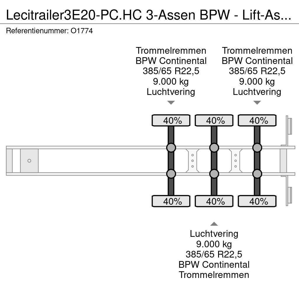 Lecitrailer 3E20-PC.HC 3-Assen BPW - Lift-As - 4800kg - 1x 20F Containerframe semi-trailers