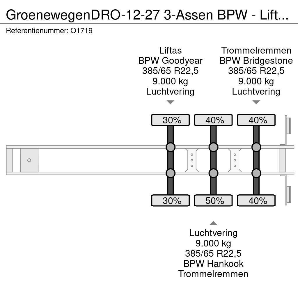 Groenewegen DRO-12-27 3-Assen BPW - Lift-as - HardHoutenvloer Curtainsider semi-trailers