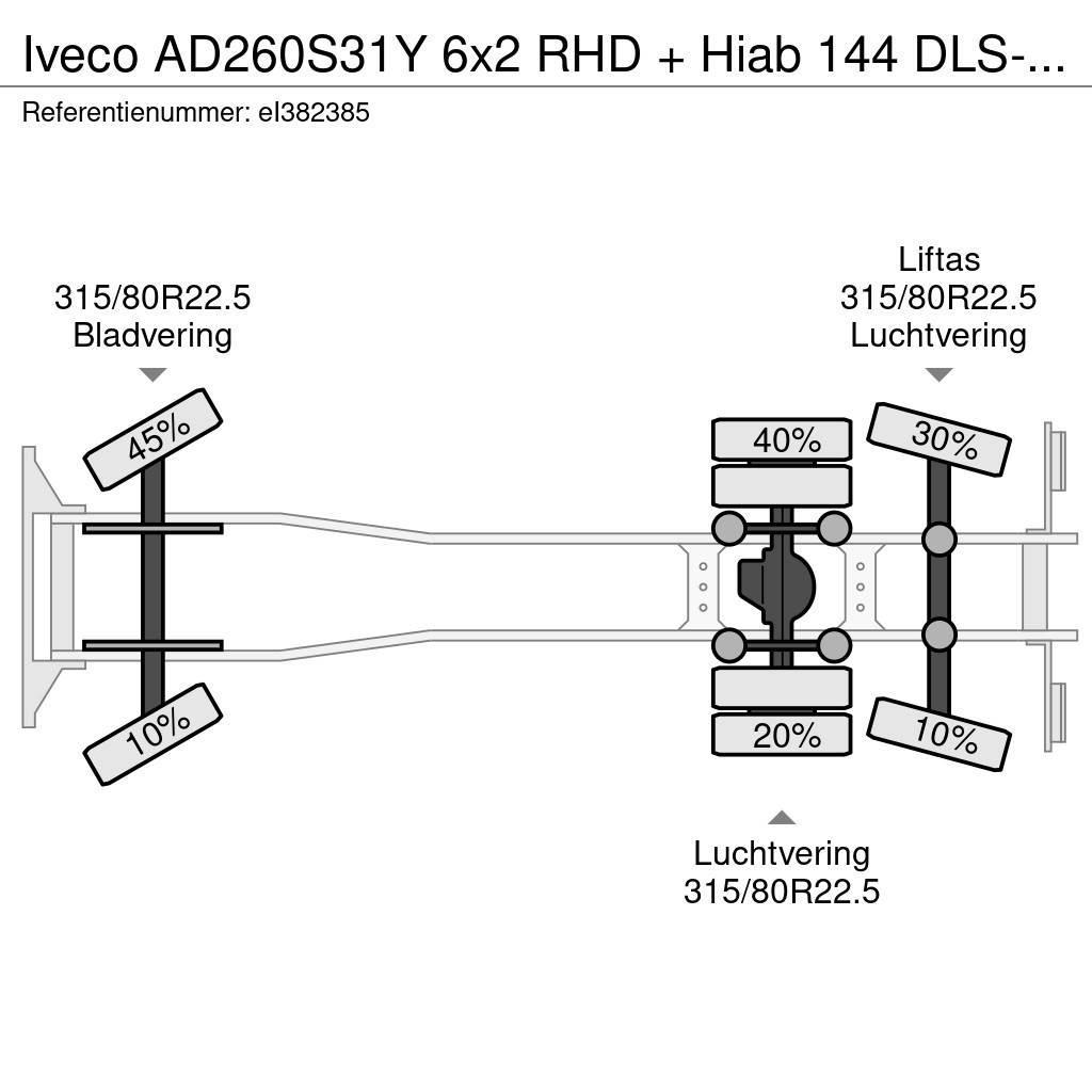 Iveco AD260S31Y 6x2 RHD + Hiab 144 DLS-2 Pro Flatbed / Dropside trucks