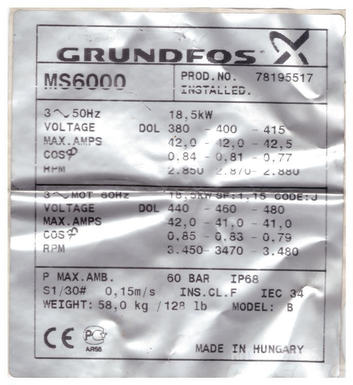 Grundfos SP60/11 - 25 HK Other components