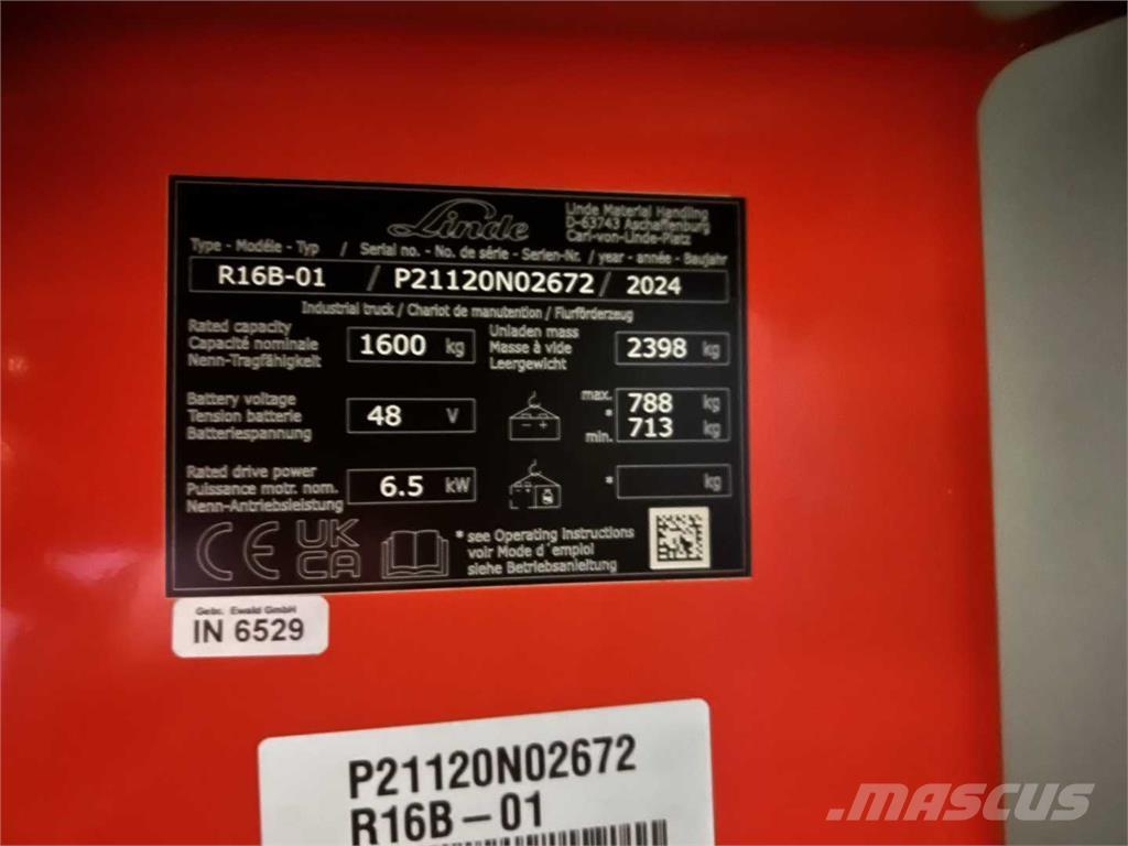 Linde R16B Viličari sa pomičnim stupom