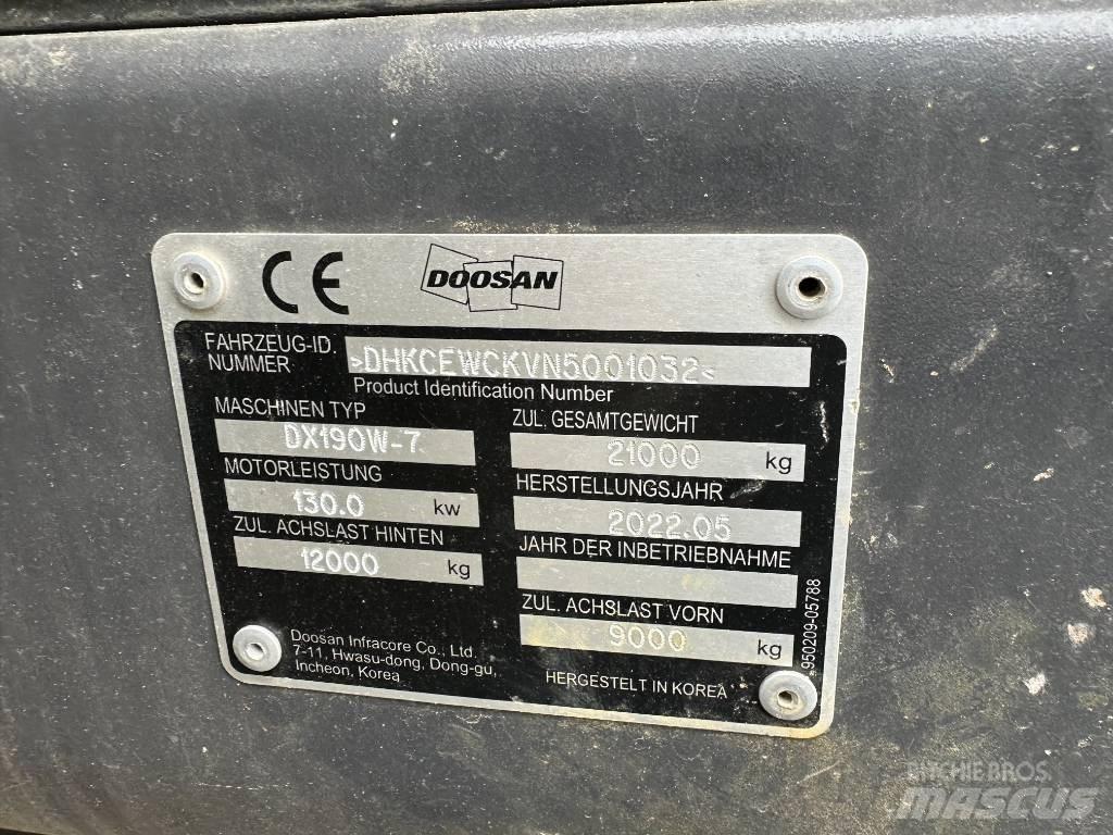Doosan DX 190 W-7 Bageri na kotačima
