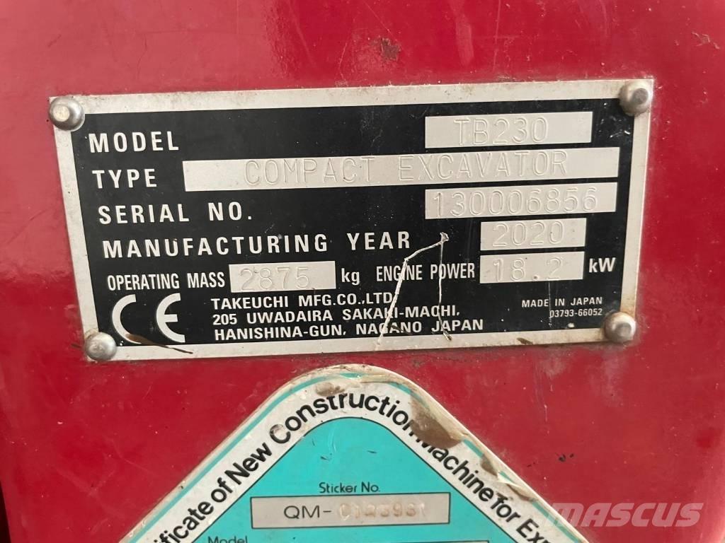 Takeuchi TB 230 Mini bageri <7t