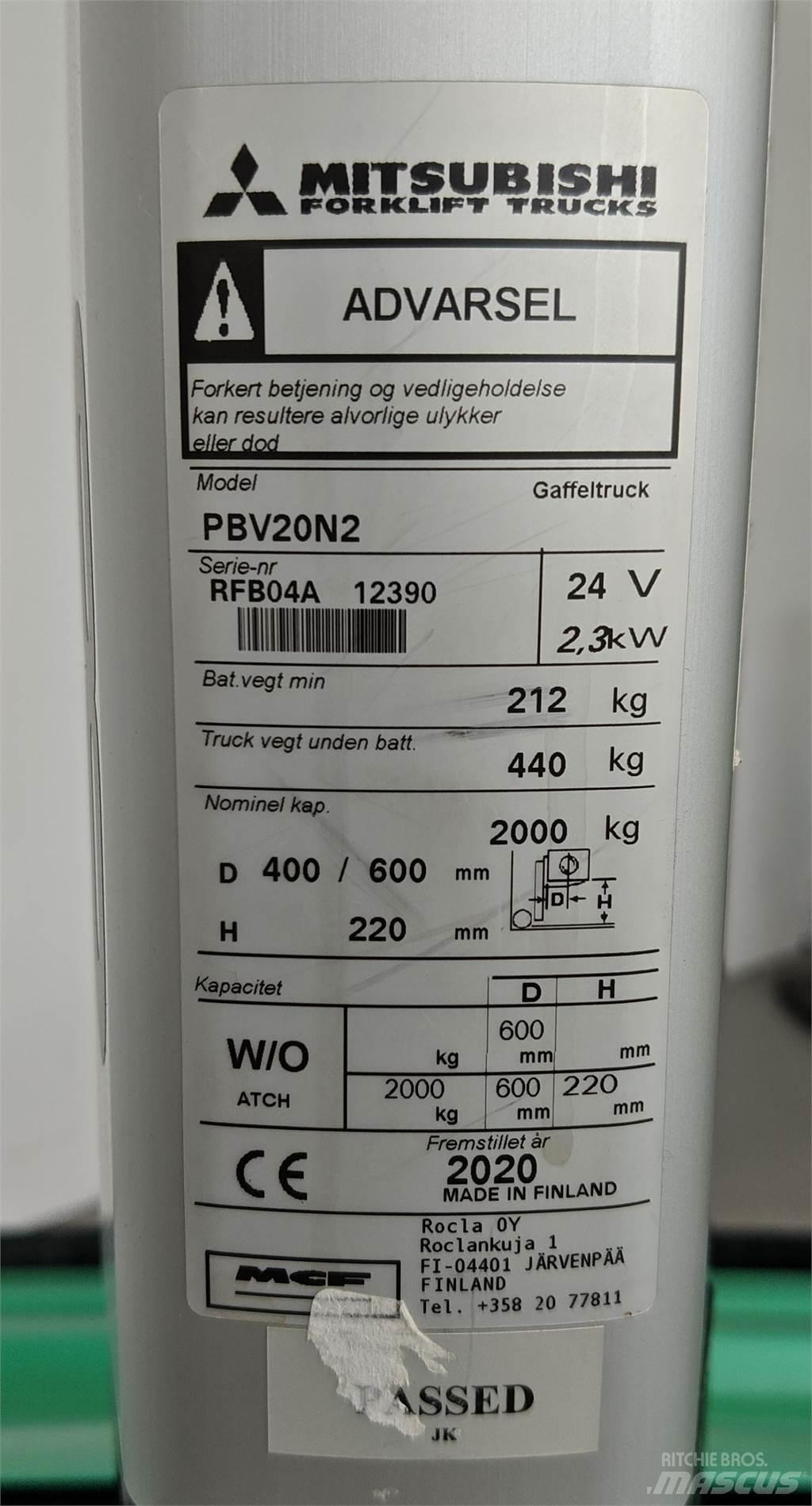 Mitsubishi PBV20N2 Viličari - ostalo