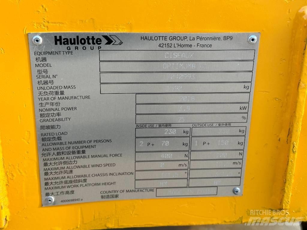 Haulotte OPTIMUM 8 Škaraste platforme
