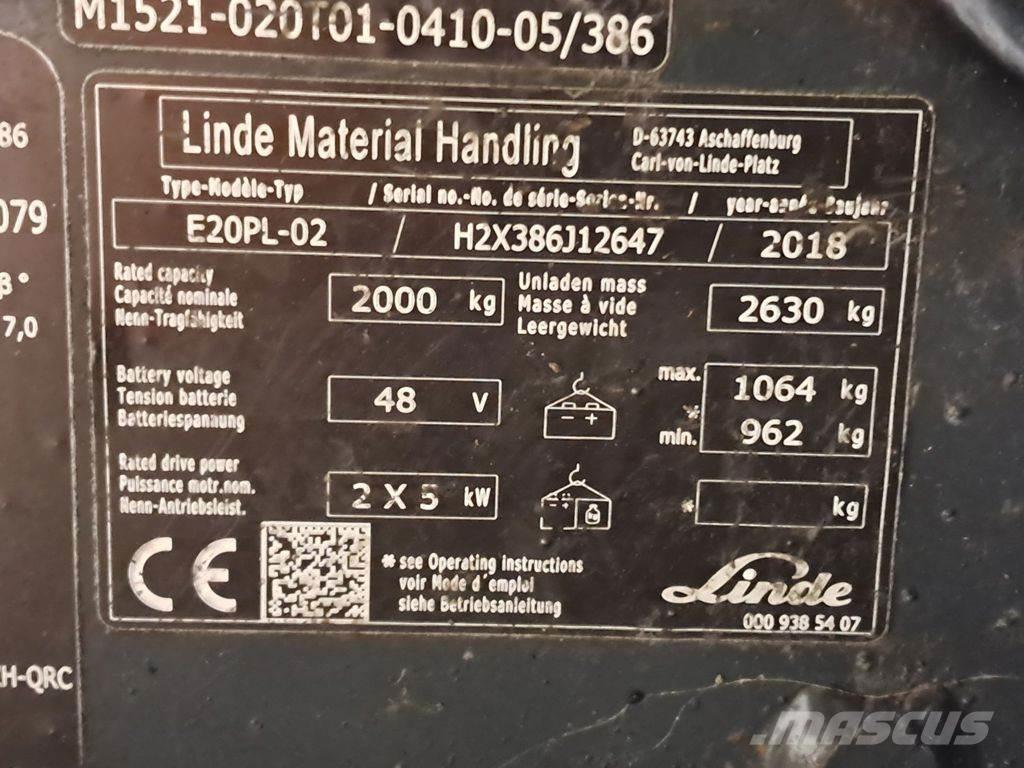 Linde E20PL-02 Električni viličari