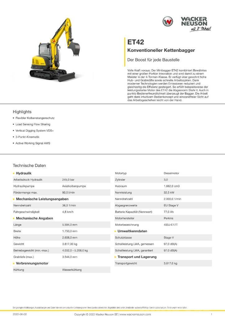 Wacker Neuson ET 42 Bageri gusjeničari