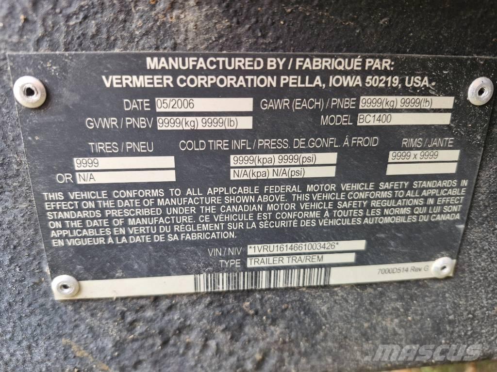 Vermeer BC1400 Drobilice za drvo / čiperi