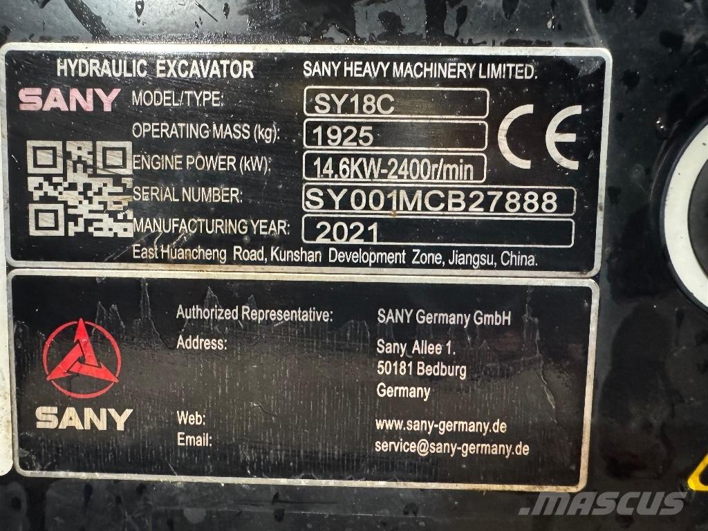 Sany SY 18 C Mini bageri <7t