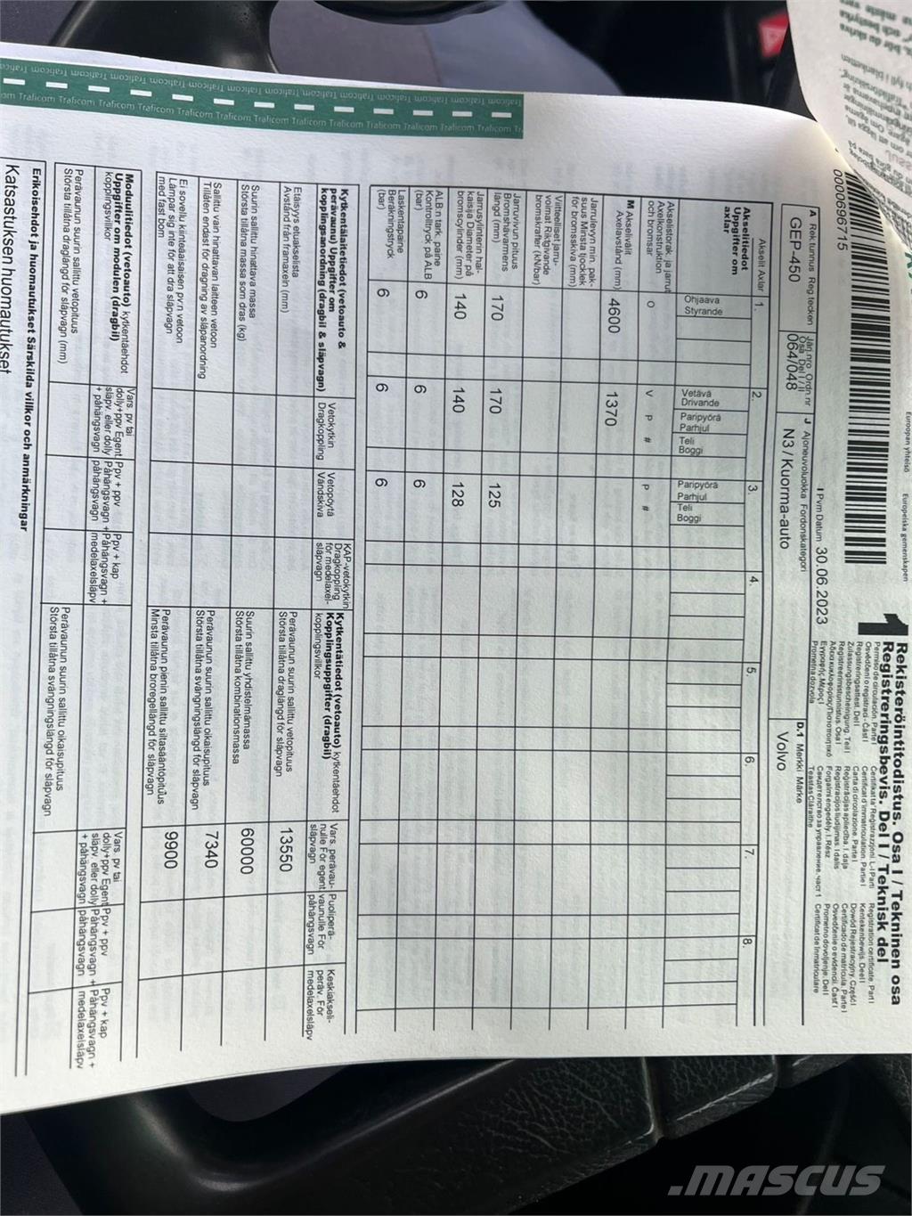 Volvo FH12 6X2 Demontažnii kamioni za podizanje kabela