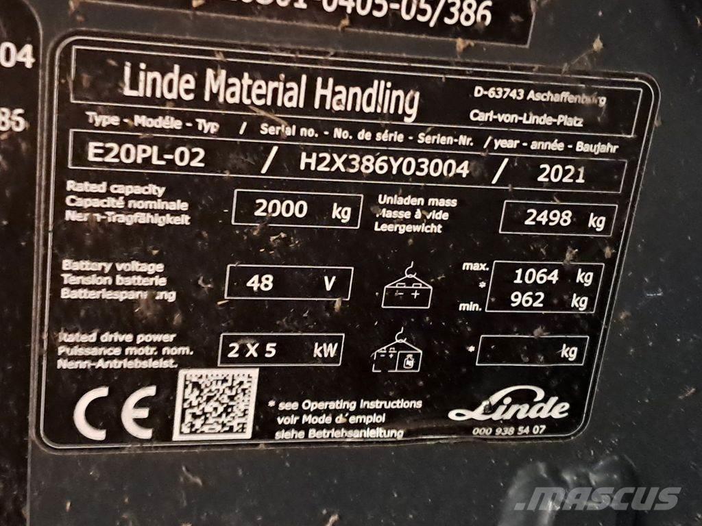 Linde E20PL-02 Električni viličari