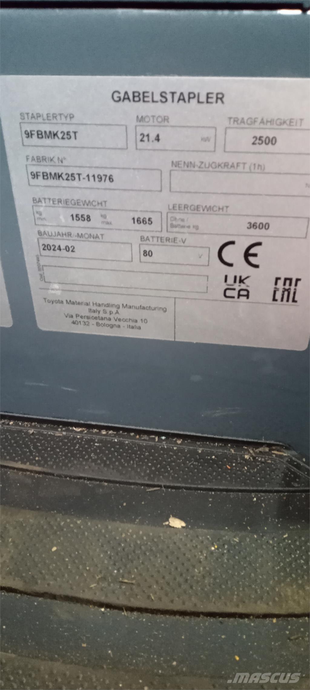 Toyota 9FBMK25T Električni viličari