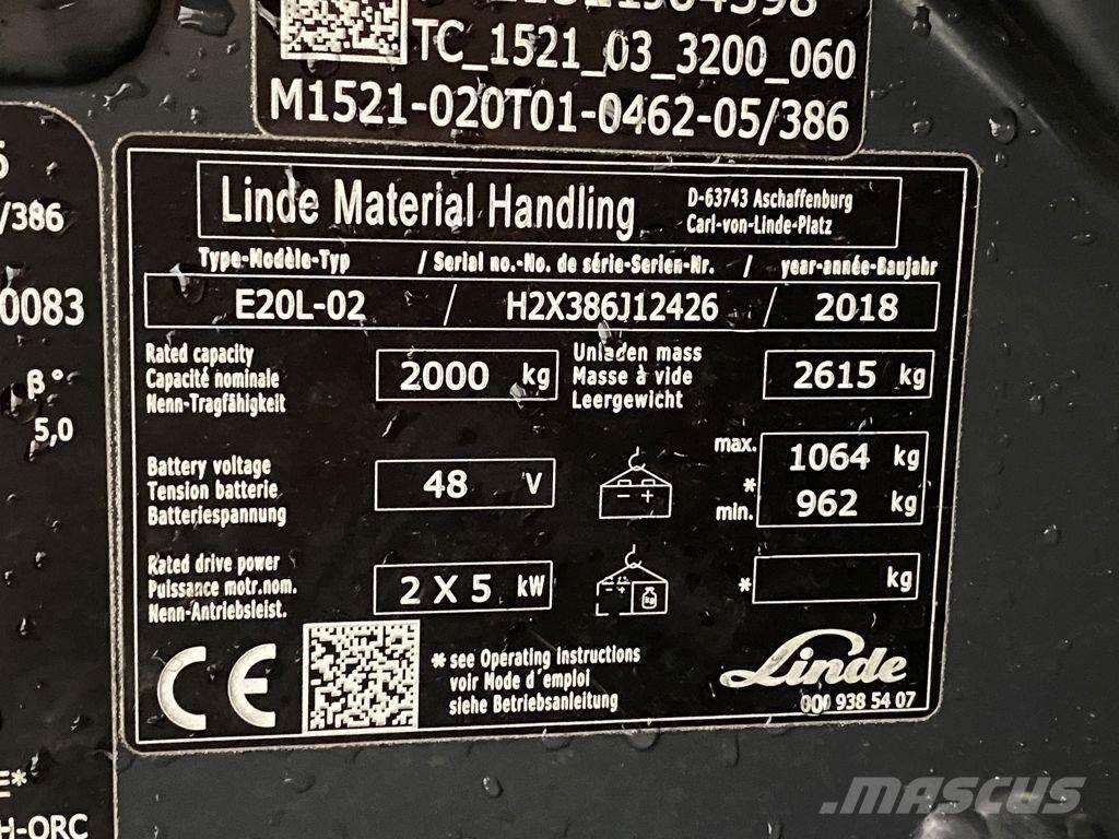 Linde E20L-02 Električni viličari