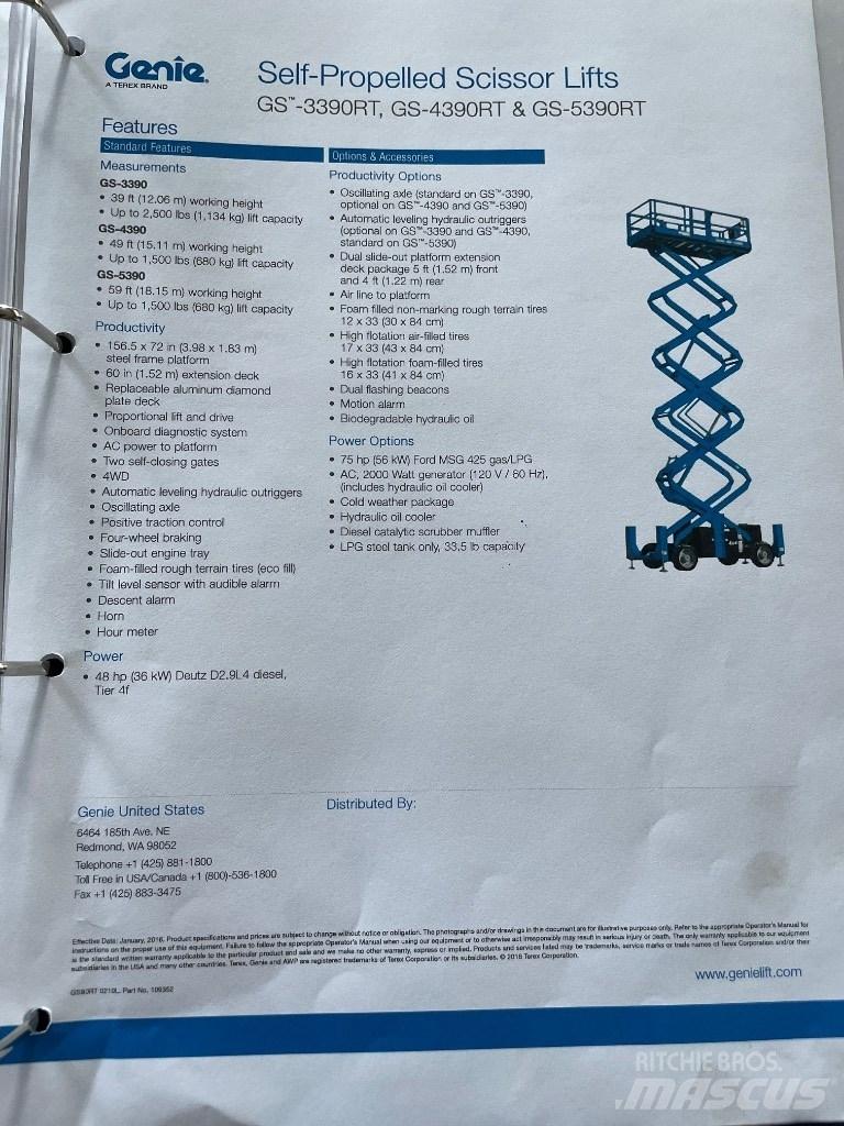 Genie GS 5390 RT Škaraste platforme