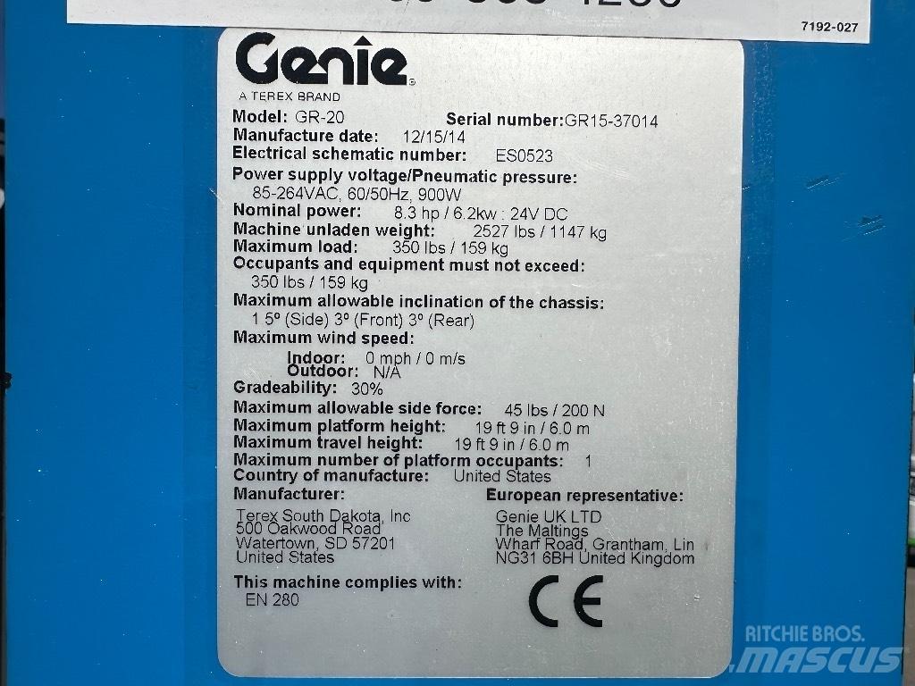 Genie GR 20 Vertikalne radne podizne platforme