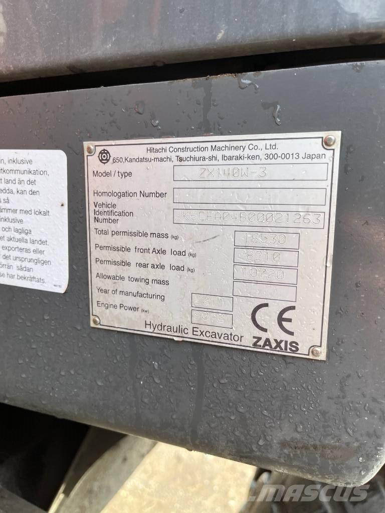 Hitachi ZX140W-3 Bageri na kotačima
