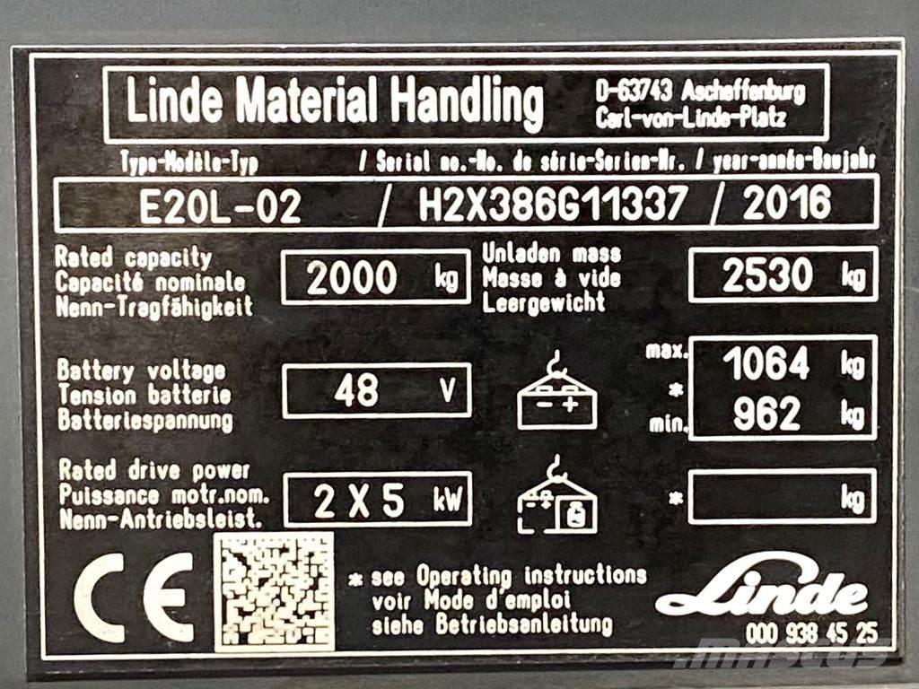 Linde E20L Električni viličari