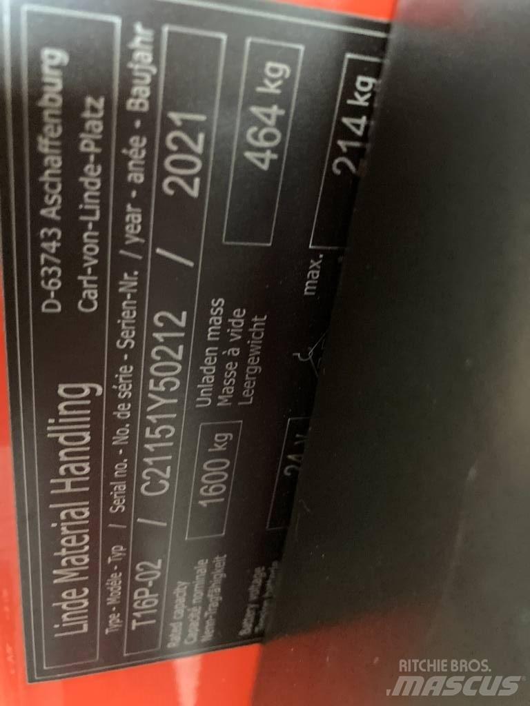 Linde T16P/1151-02 Nisko podizni električni viličar sa platformu