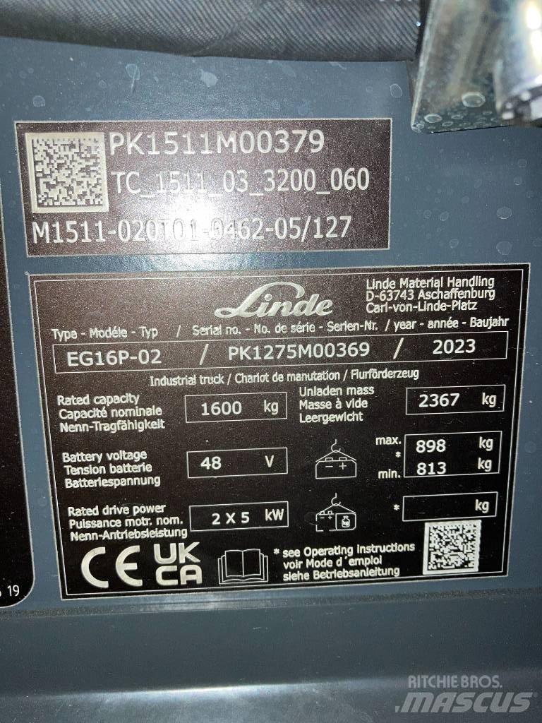 Linde EG16P/1275-02 Električni viličari