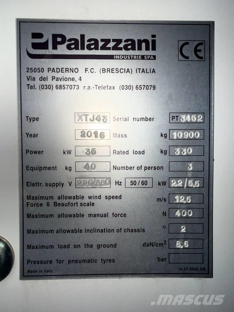 Palazzani XTJ 43 Teleskopske podizne platforme