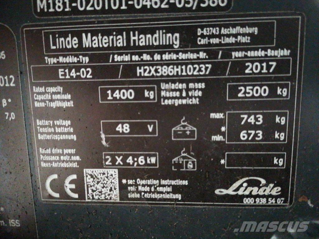 Linde E14-02 Električni viličari