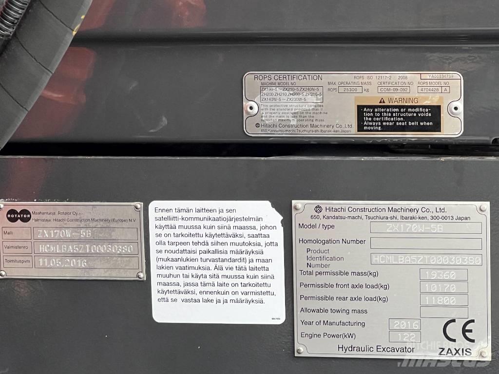 Hitachi ZX 170W-5B Bageri na kotačima