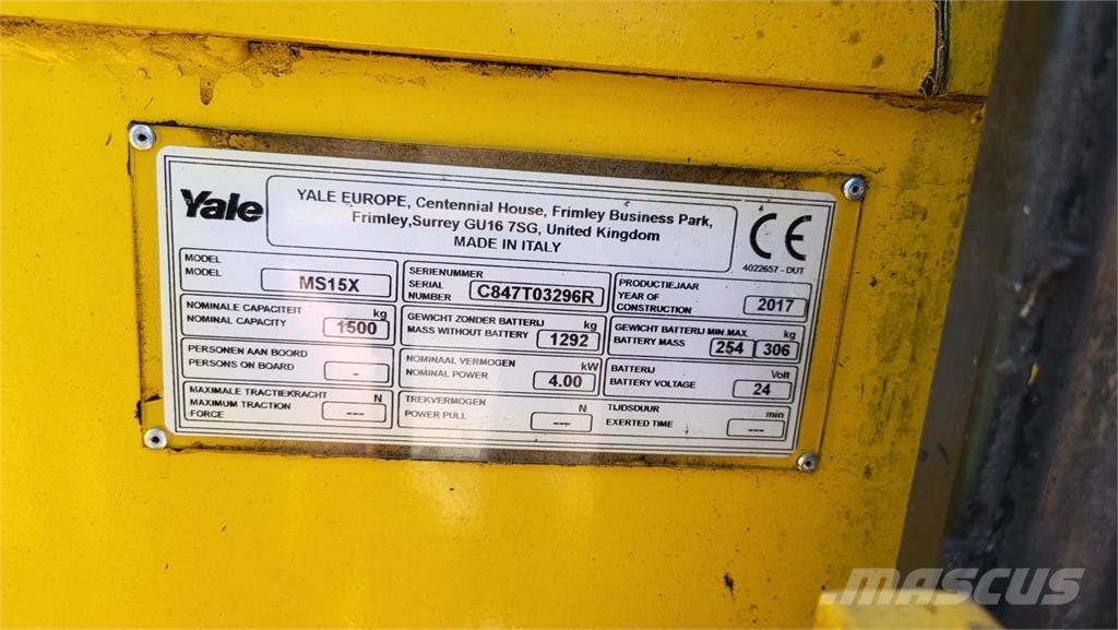 Yale MS15X 2017 Samopogonski ručni viličari
