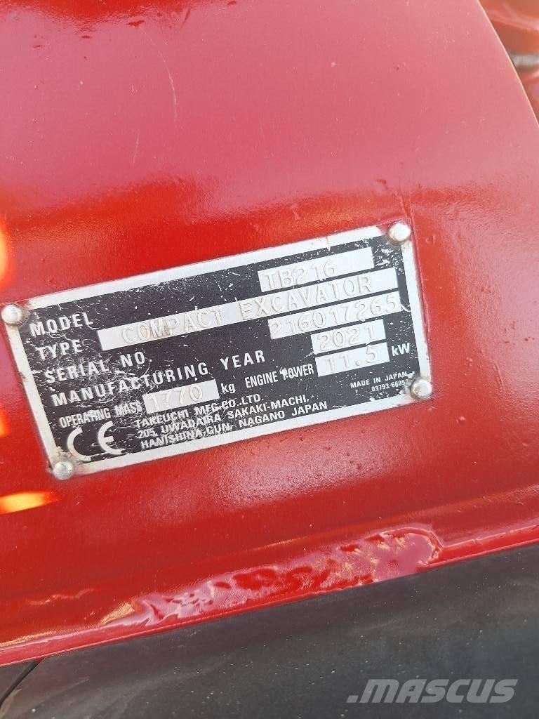 Takeuchi TB 216 Mini bageri <7t