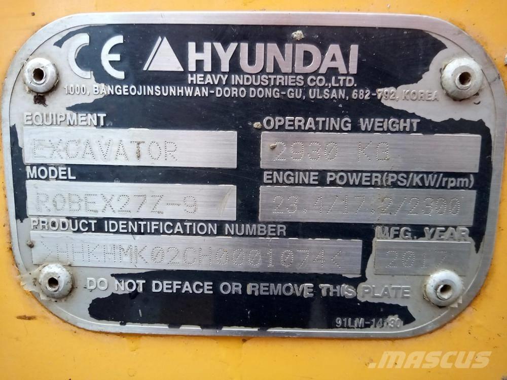 Hyundai Robex 27Z-9 Mini bageri <7t