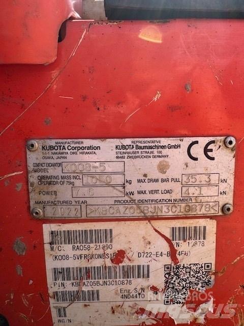 Kubota K 008-5 Mini bageri <7t