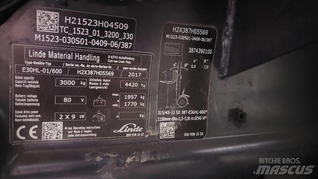 Linde E 30HL-01/600 Električni viličari