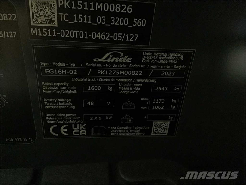 Linde EG16H Električni viličari