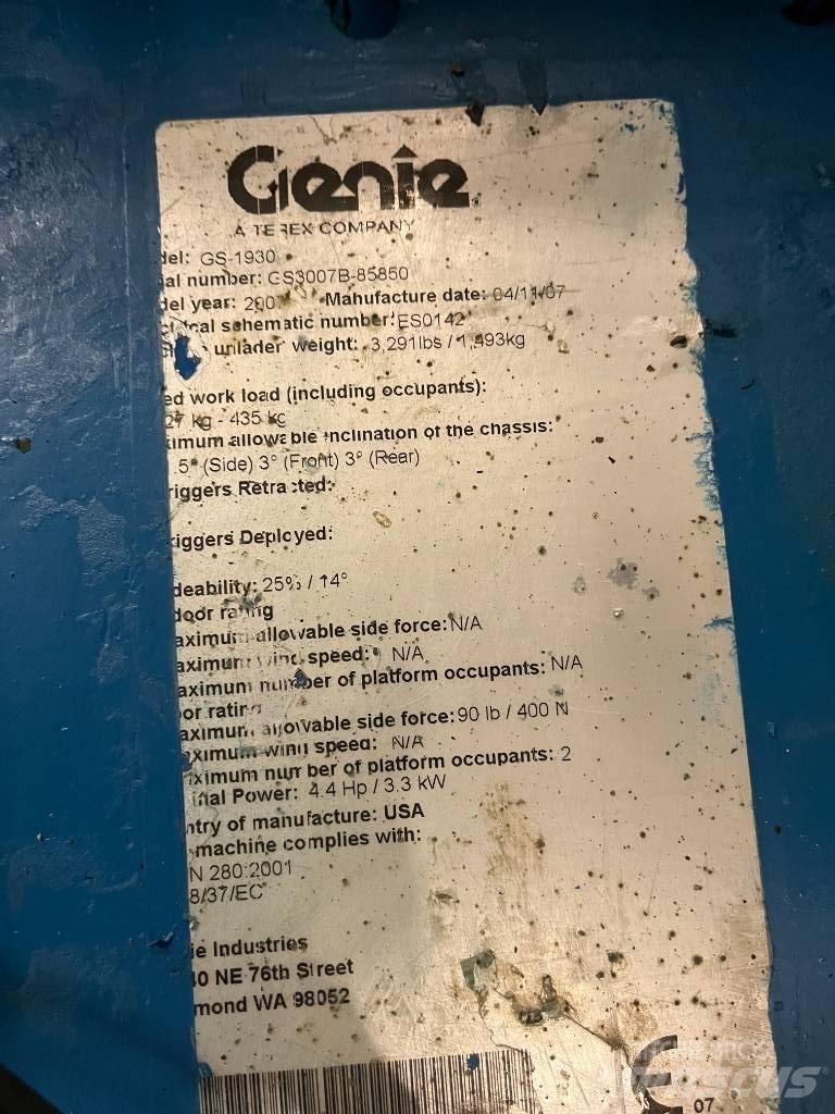 Genie GS 1930 Škaraste platforme