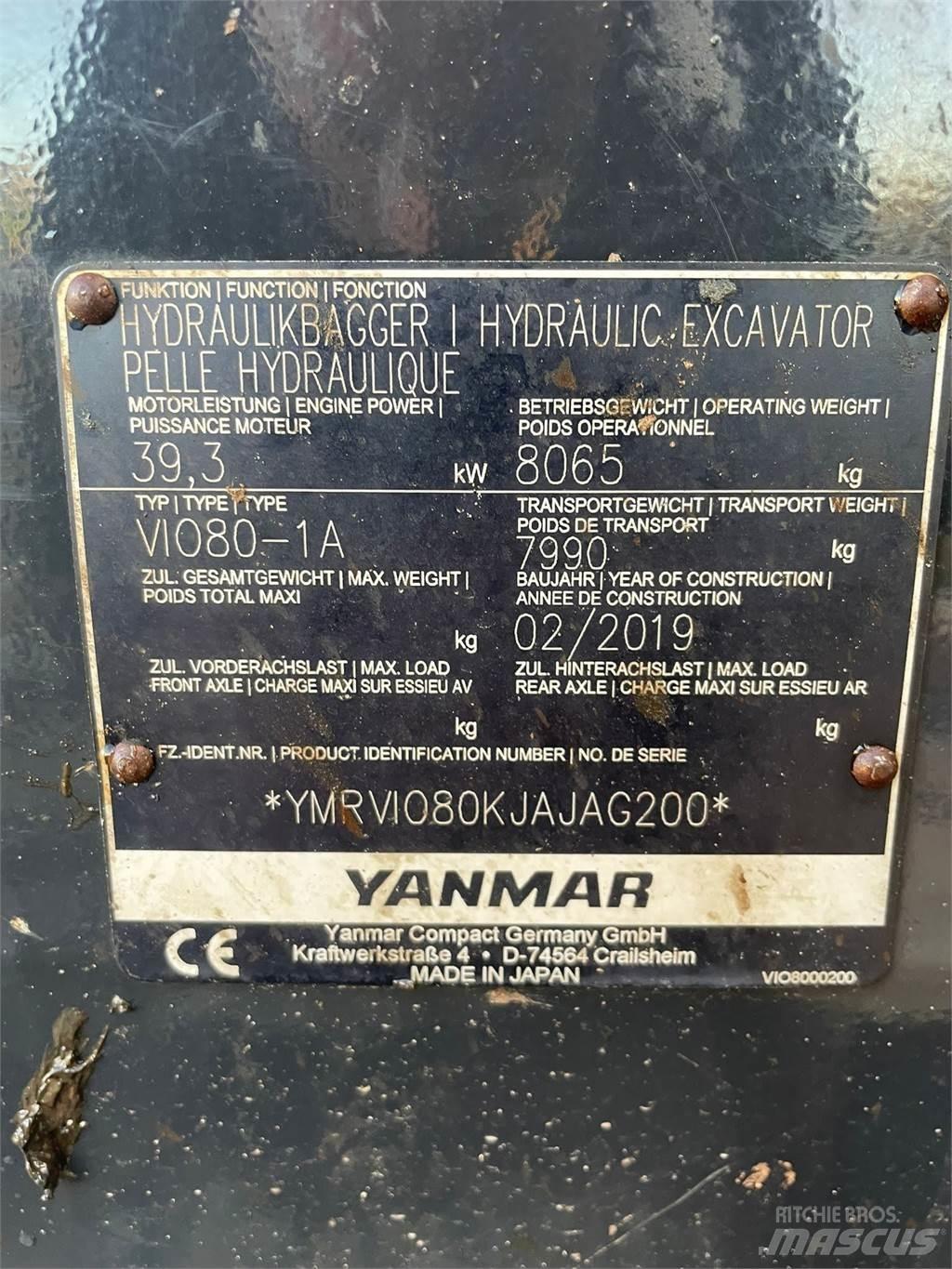 Yanmar Vio 80-1A Mini bageri <7t