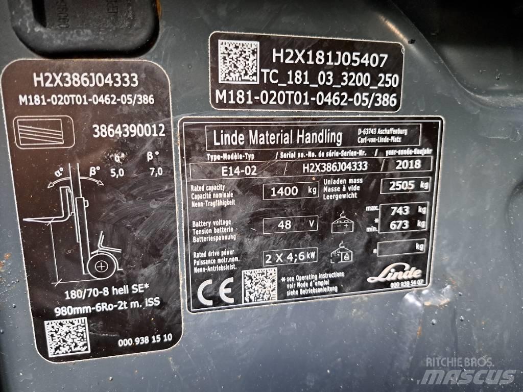 Linde E 14 EVO Električni viličari