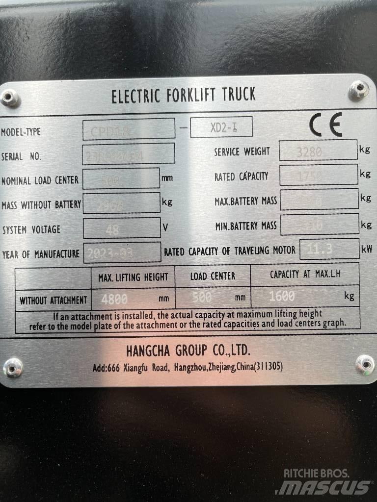 Hangcha CPD18-XD2-I Električni viličari