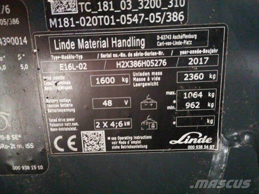 Linde E16L-02 Električni viličari