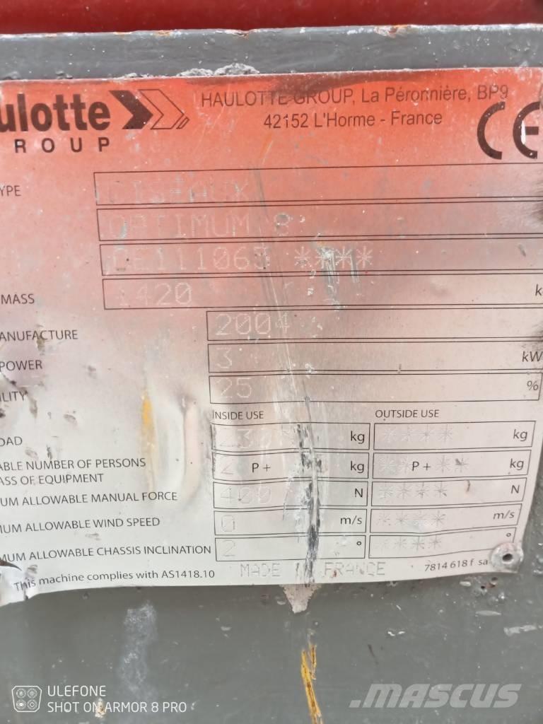 Haulotte Optimum  8 Škaraste platforme