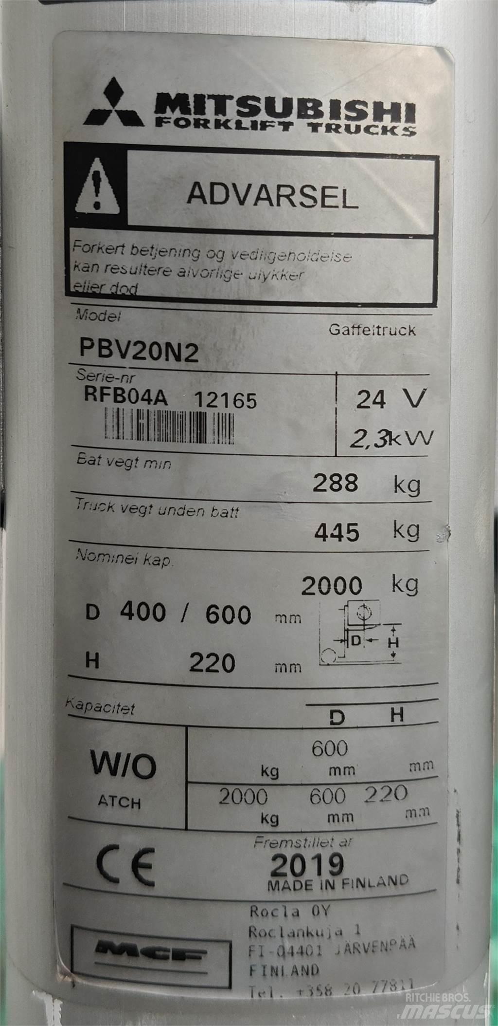 Mitsubishi PBV20N2 Viličari - ostalo