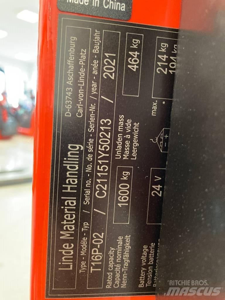 Linde T16P/1151-02 Nisko podizni električni viličar sa platformu