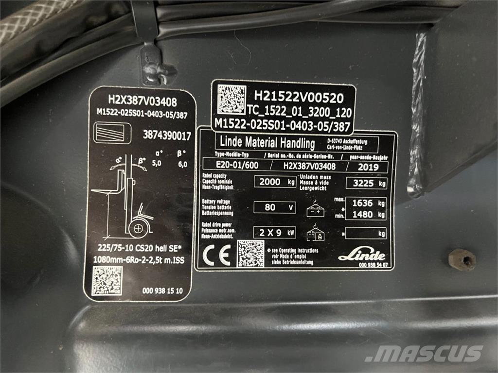 Linde E 20H-01/600 Električni viličari