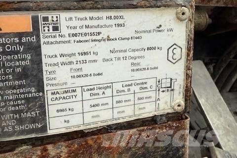 Hyster H 8.00 XL 5 Dizelski viličari
