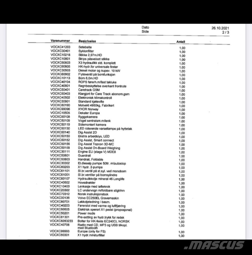 Volvo EC 250 EL Bageri gusjeničari