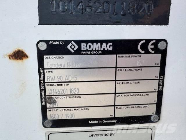 Bomag BW90 AD-5, Vält Valjci sa dvojnim bubnjem