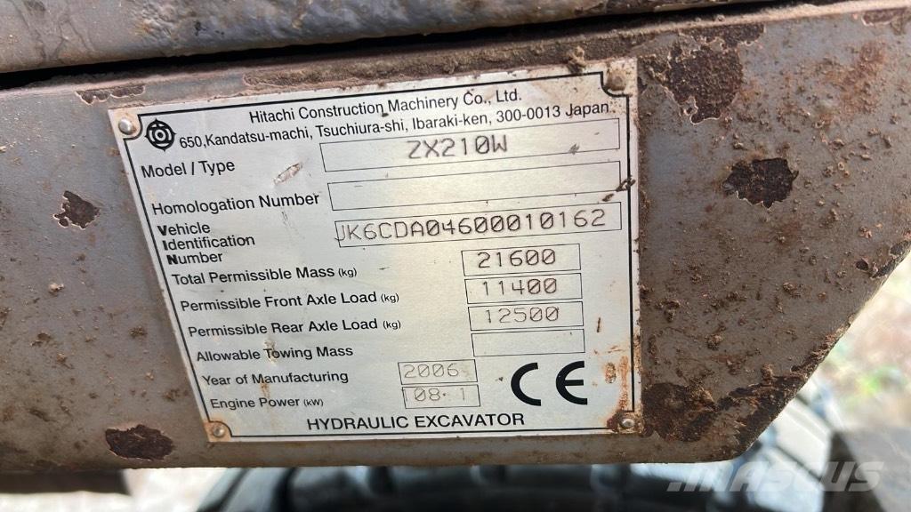 Hitachi ZX 210 W Bageri na kotačima
