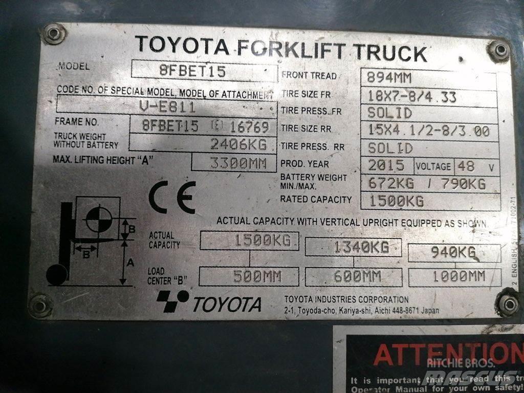 Toyota 8FBET15 Električni viličari