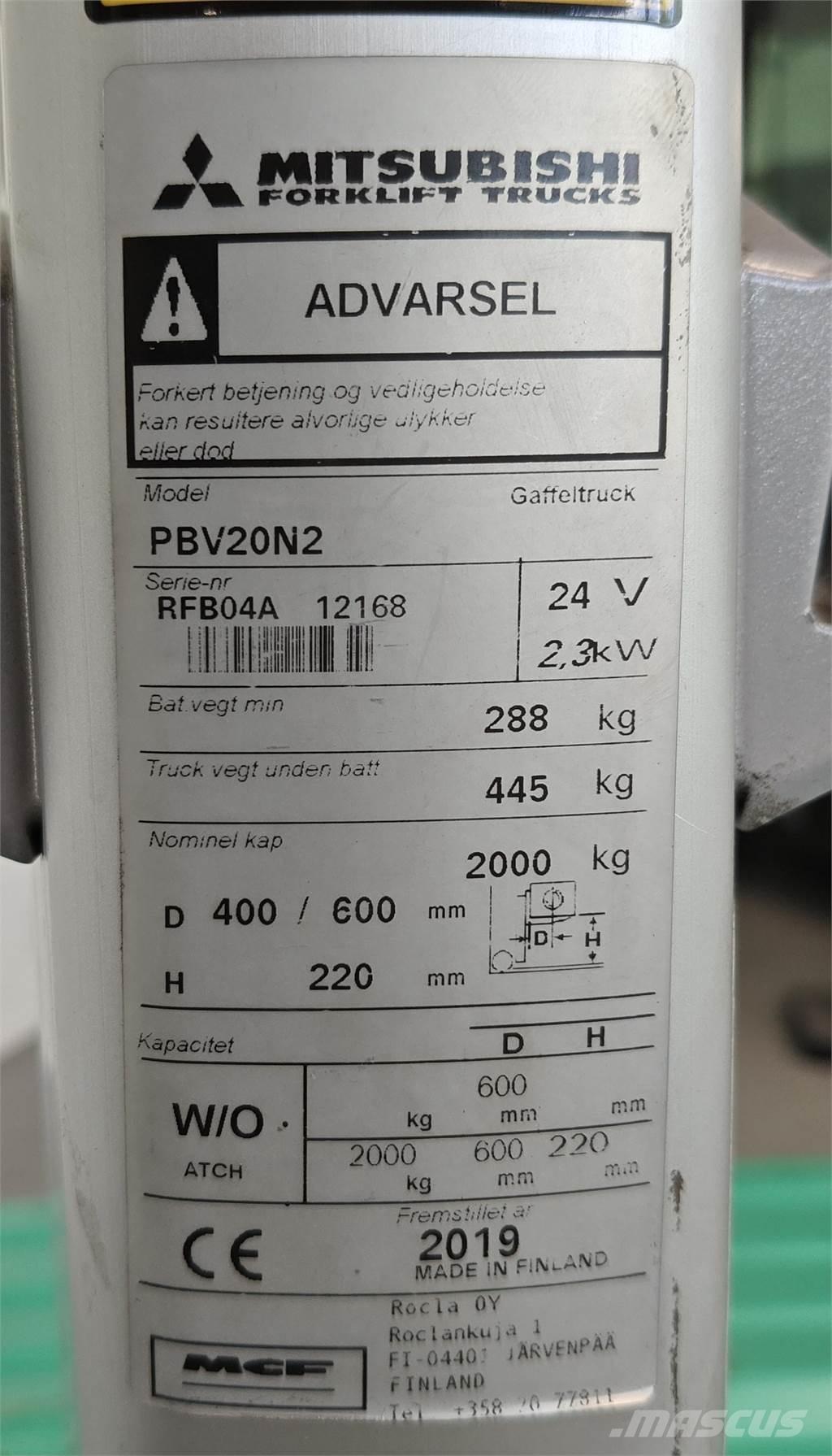 Mitsubishi PBV20N2 Viličari - ostalo