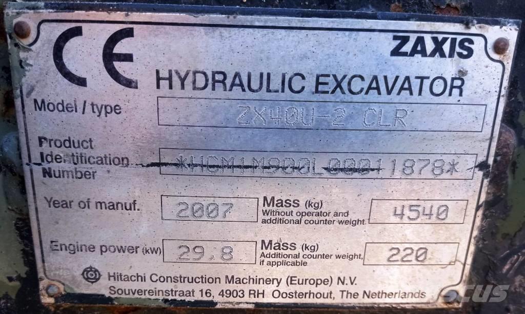 Hitachi ZX 40 U-2 Mini bageri <7t