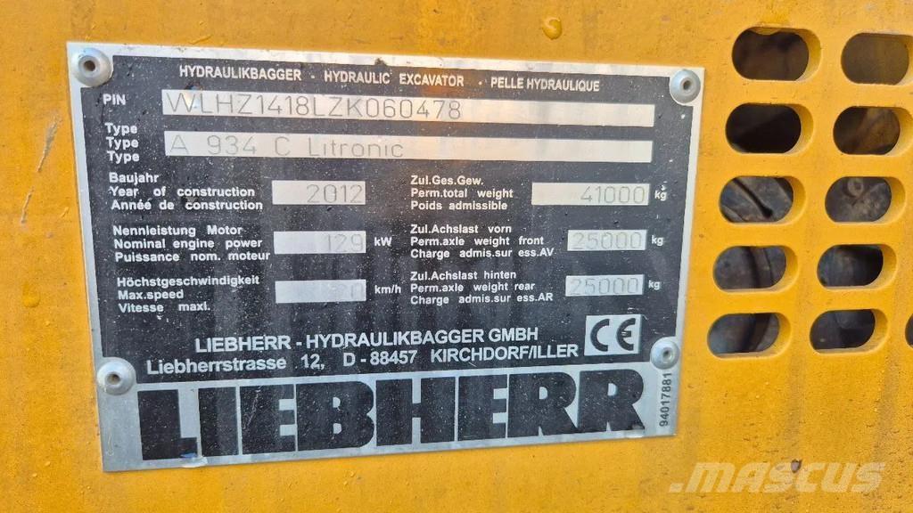 Liebherr A 934 C Bageri za manipuliranje materijalom / otpadom