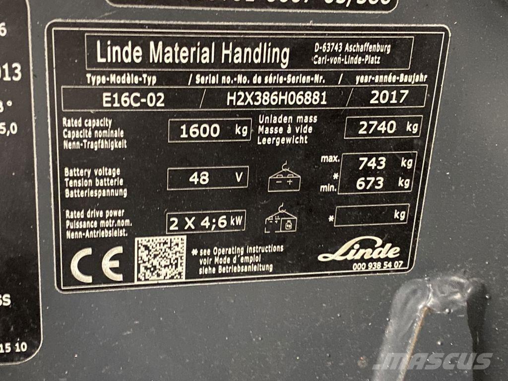 Linde E16C-02 Električni viličari